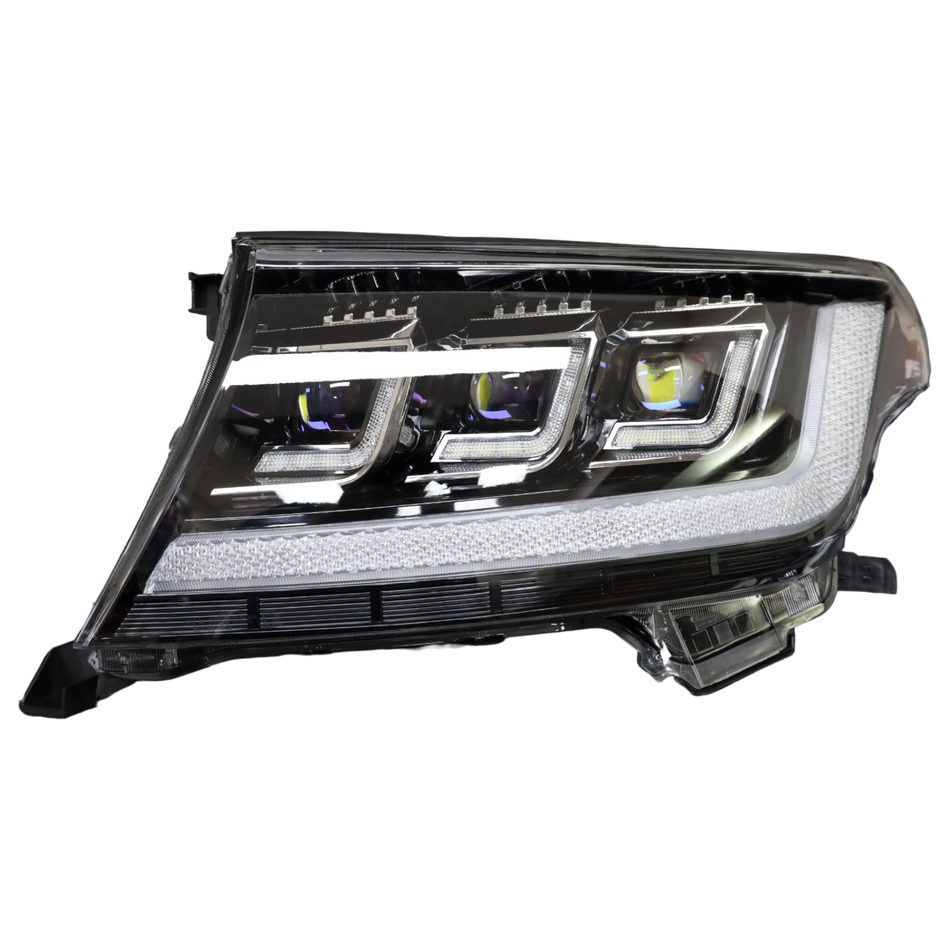 RTR Triple Lens LED DRL Projector Headlights for Toyota 200 Series LandCruiser Pre-Facelift 2008-2015 (PAIR)
