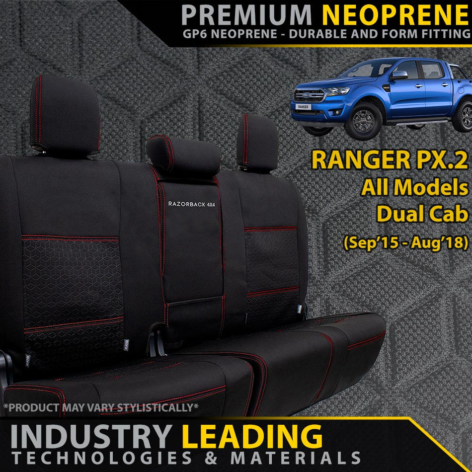 Ford Ranger PX II Premium Neoprene Rear Row Seat Covers (Available)