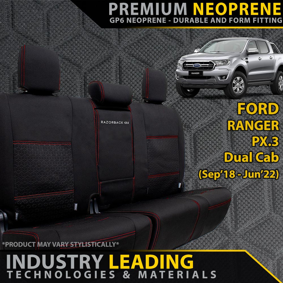 Ford Ranger PX III Premium Neoprene Rear Row Seat Covers (Made to Order)