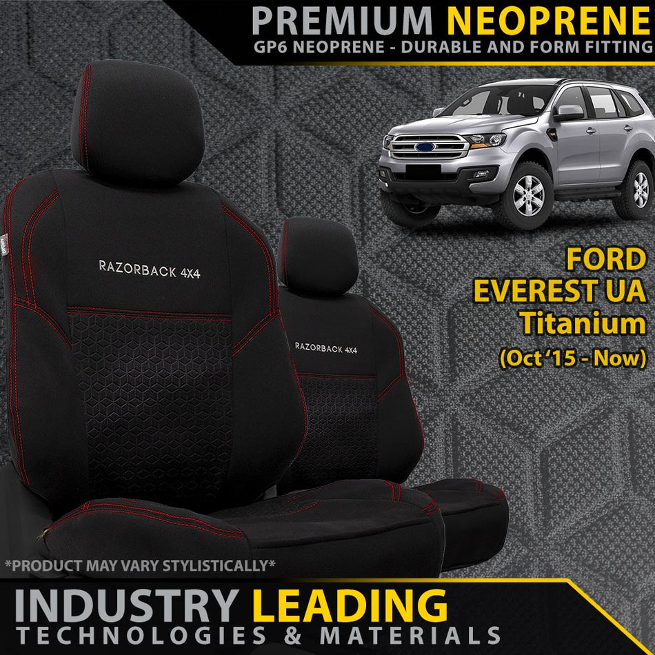 Ford Everest UA Titanium Premium Neoprene 2x Front Row Seat Covers (Made to Order)