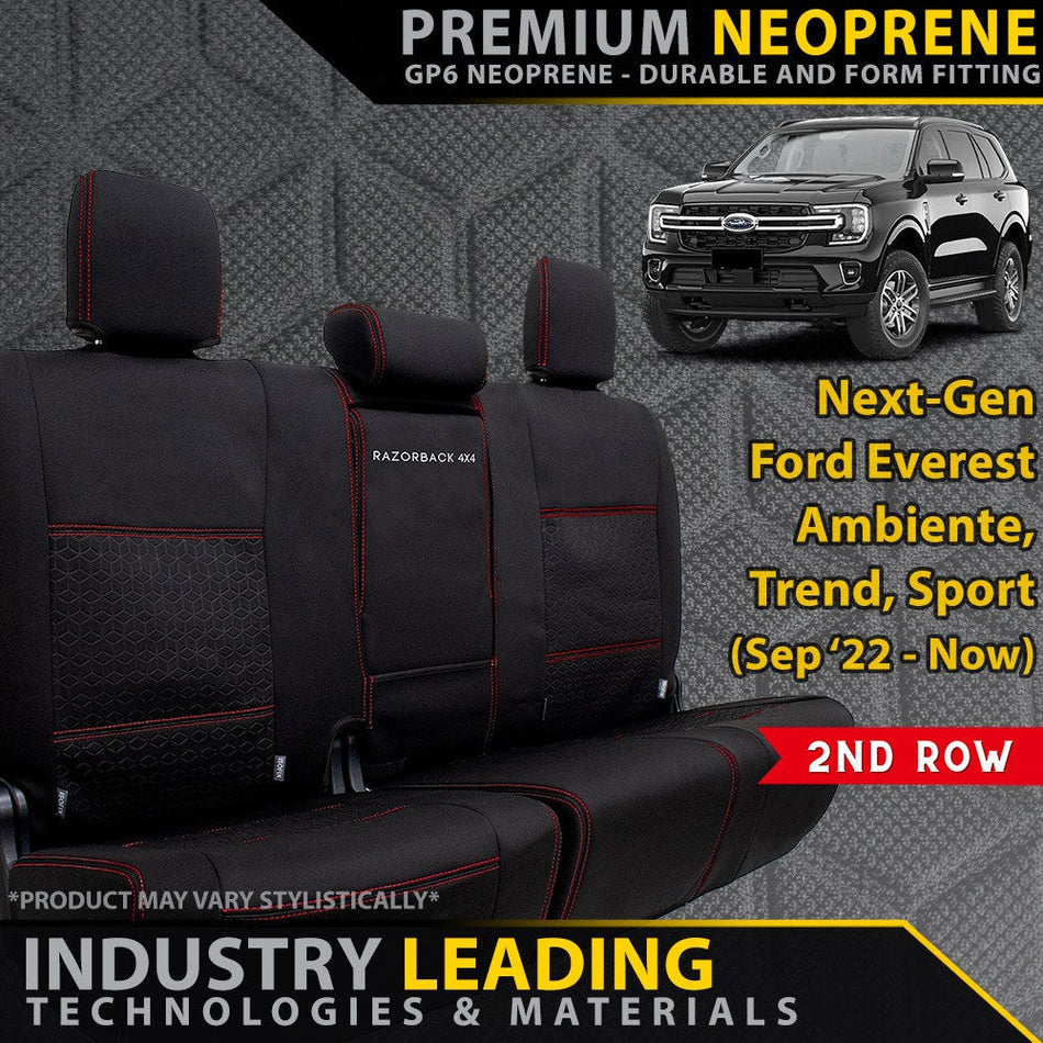 Ford Next-Gen Everest Premium Neoprene Rear Row Seat Covers (Made to Order)