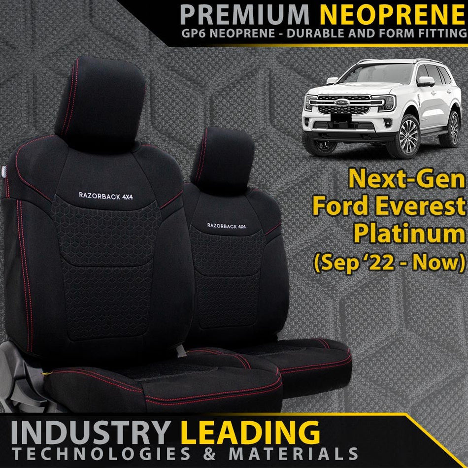 Ford Next-Gen Everest Platinum Premium Neoprene 2x Front Row Seat Covers (Made to Order)