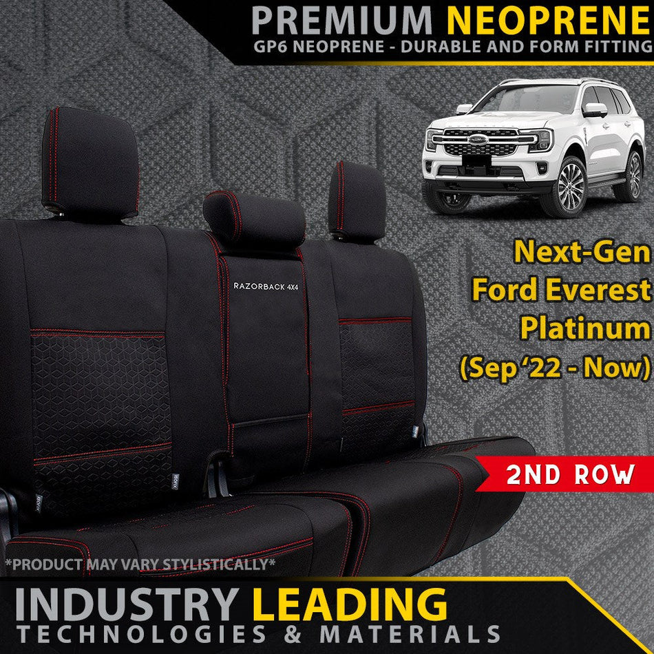 Ford Next-Gen Everest Platinum Premium Neoprene Rear Row Seat Covers (Made to Order)