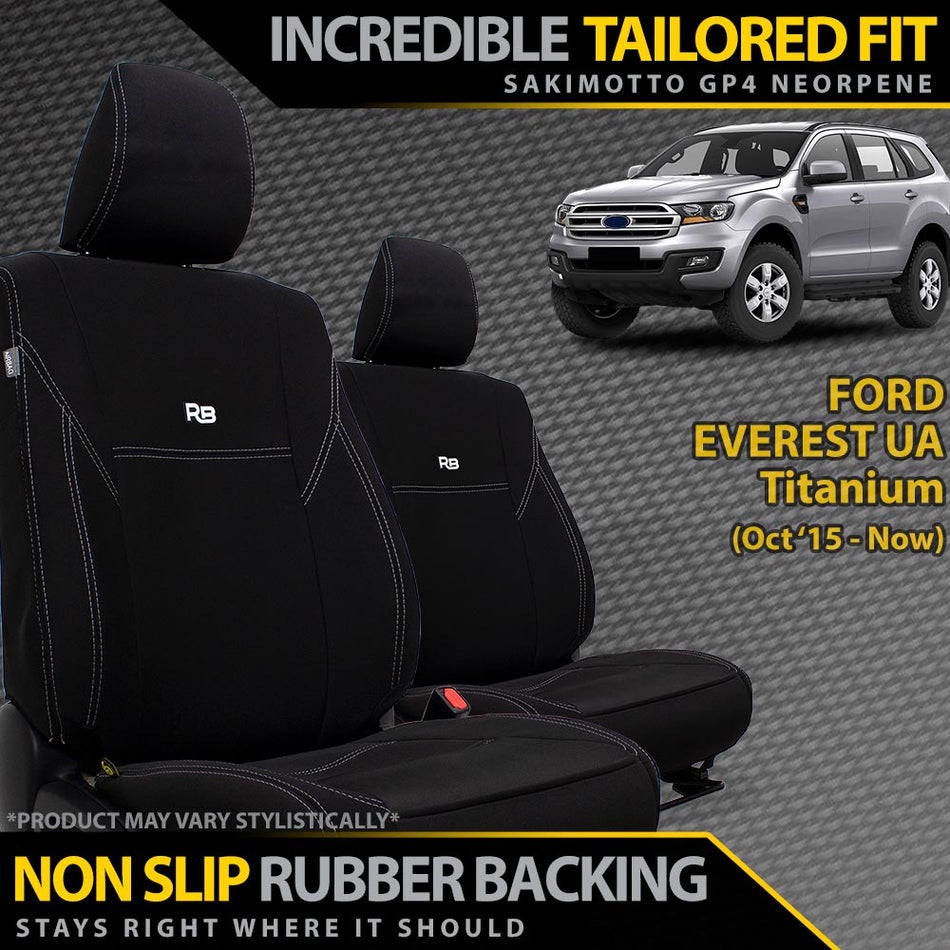Ford Everest UA Titanium Neoprene 2x Front Row Seat Covers (Made to Order)