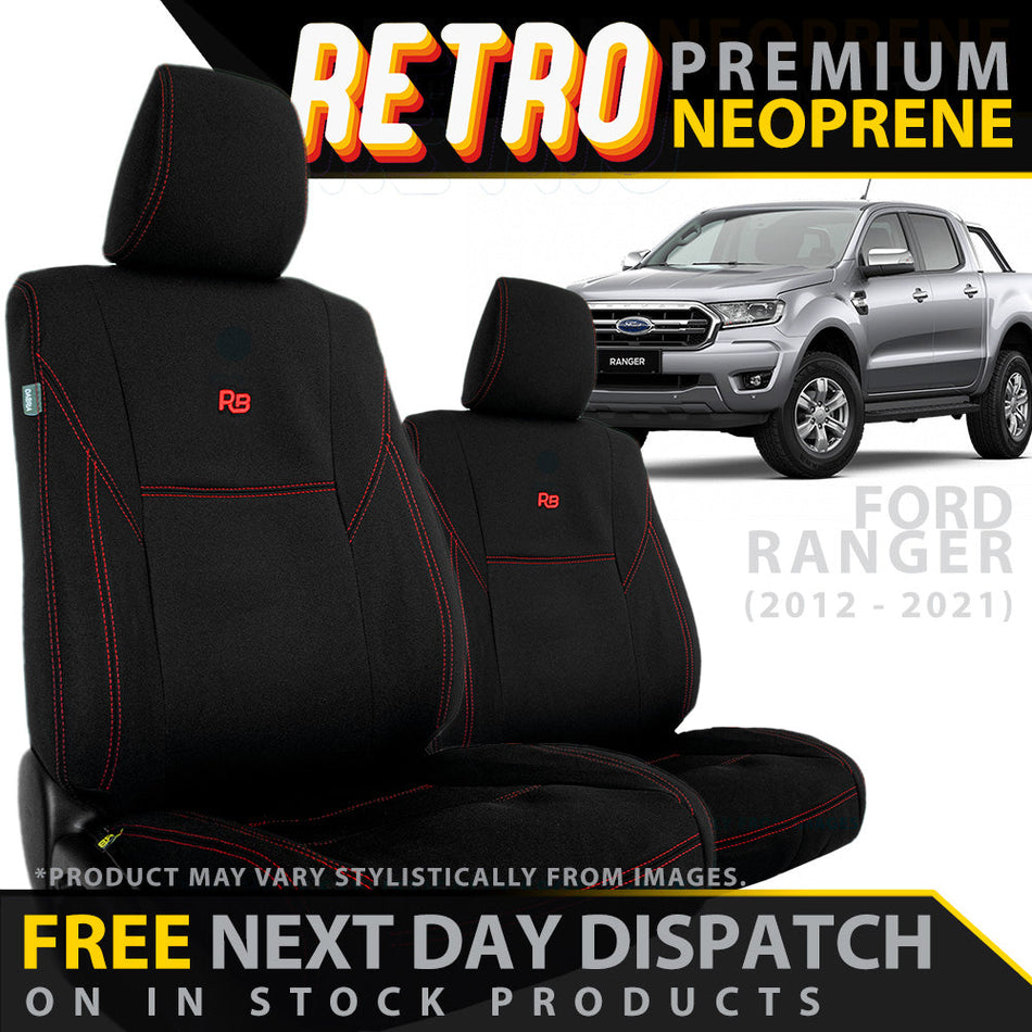 Ford Ranger PX 2 & 3 Retro Premium Neoprene 2x Front Seat Covers (In Stock)