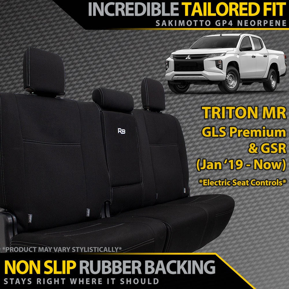 Mitsubishi Triton MR (Leather Seats) Neoprene Rear Row Seat Covers (In Stock)