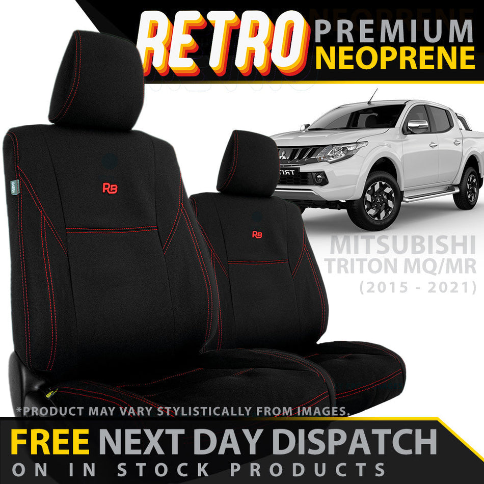 Mitsubishi Triton MQ/MR Retro Premium Neoprene 2x Front Seat Covers (In Stock)
