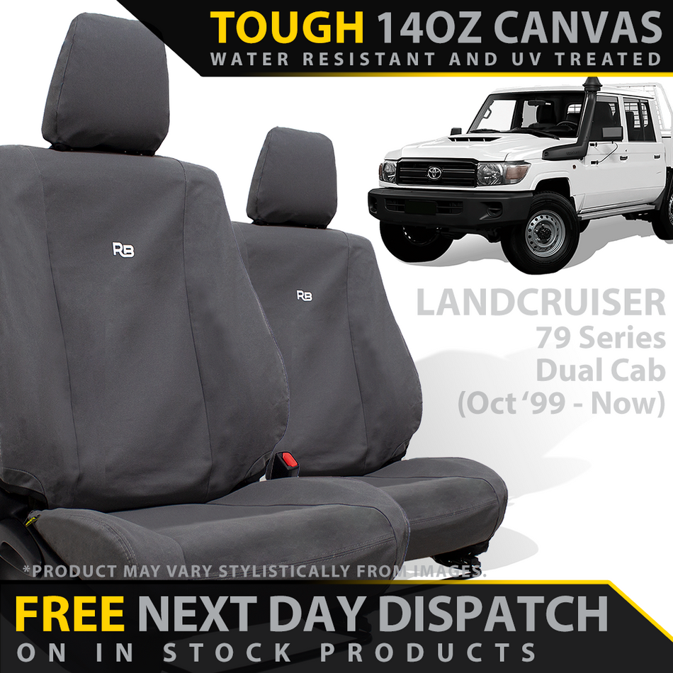 Toyota LC 79 Series Dual Cab Retro Canvas 2x Front Seat Covers (Available)