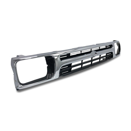 Grill 1 Piece Chrome & Black Twin Bar Style Fits Toyota Hilux 2WD Workmate 89-96 - 4X4OC™