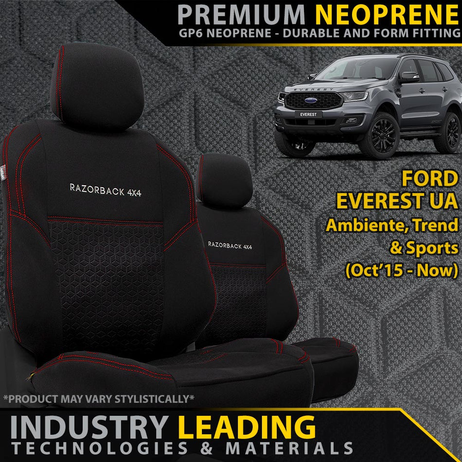 Ford Everest UA Premium Neoprene 2x Front Seat Covers (Made to Order)