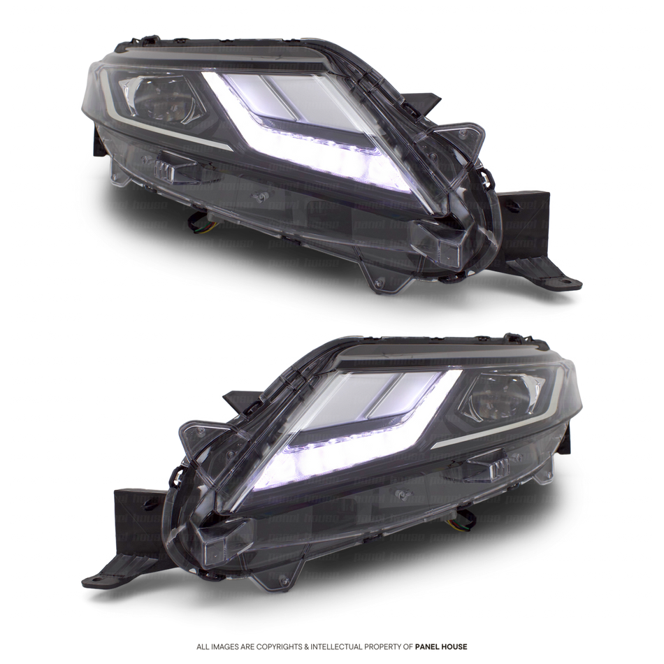 Headlights Black PAIR LED Fits Mitsubishi Triton MR 11/2018 - 2023 GLS GLX-R