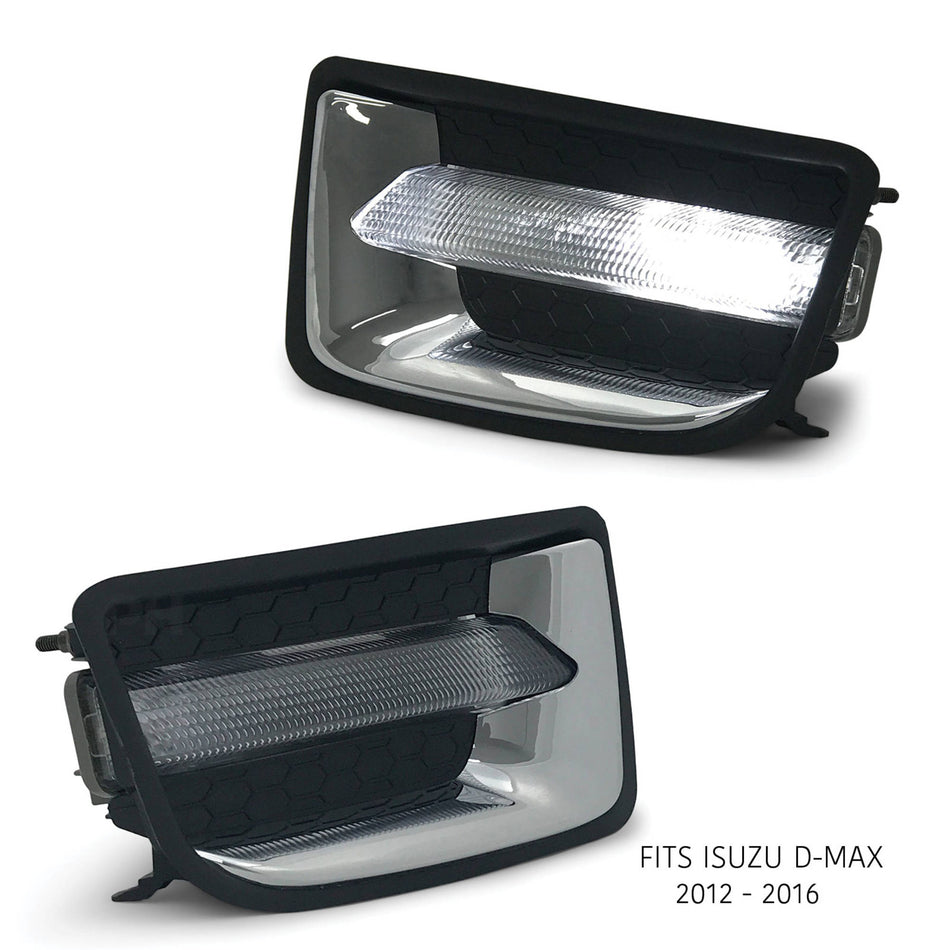 Fog Lights LED DRL PAIR Fits Isuzu D-Max D Max 2012-2017