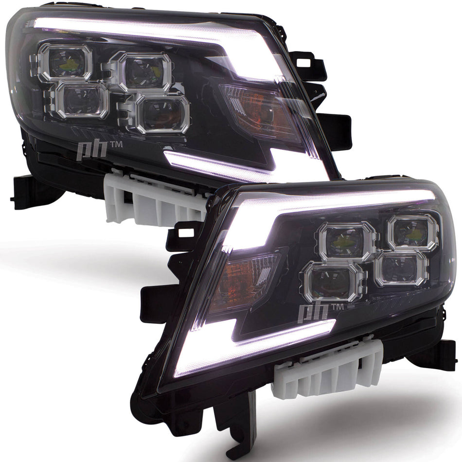 Headlights DRL Sequential Quad LED Projector Type fits Nissan Navara NP300 D23 2015 - 2020