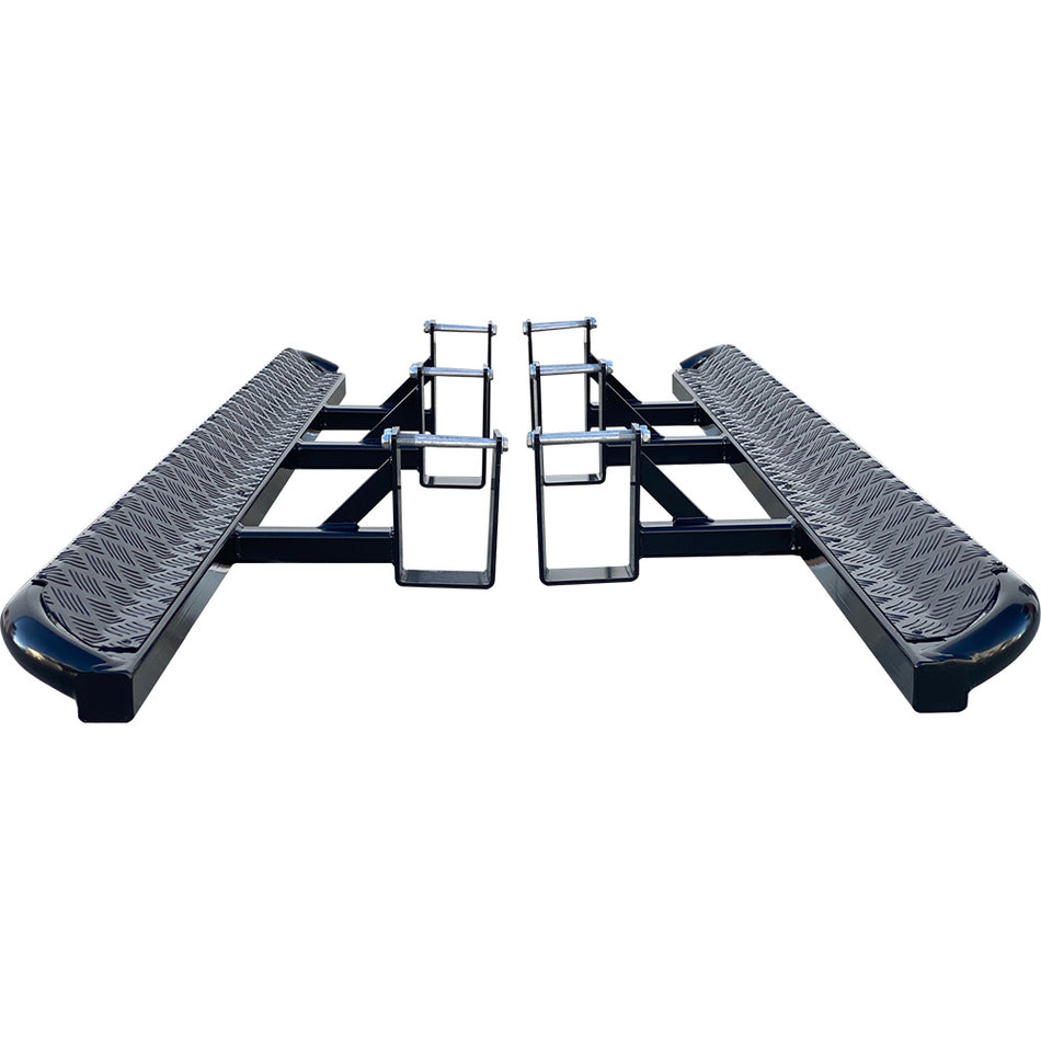 Isuzu D-Max 2012-2020 ANGLED Rock Sliders / Side Steps - P/C Ally Checkerplate Tread