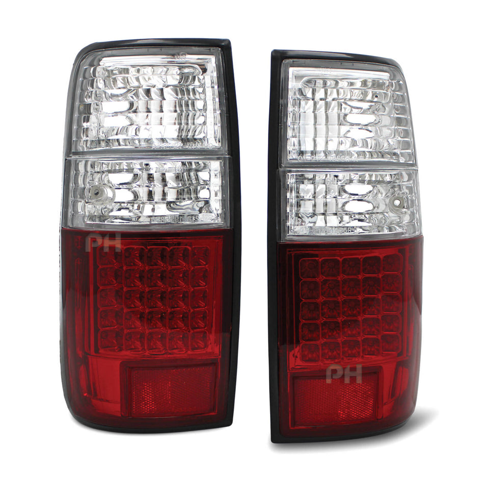 Tail Lights LED Red & Clear fits Toyota Landcruiser 80 Series 1990 - 1997