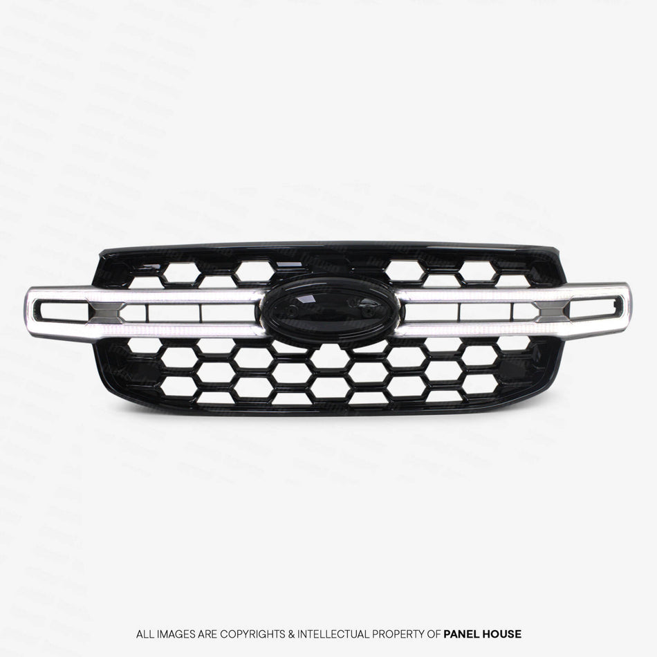 Gloss Black & Grey Grill With LED's fits Ford Everest NEXT GEN 2022- Sport Ambiente Trend