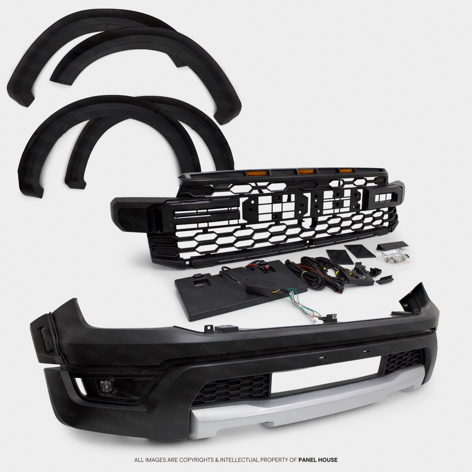 UPGRADE Bumper and DRL Light-Up Letter Grill Kit fits Ford Ranger Next Gen T9 2022- RAPTOR LOOK