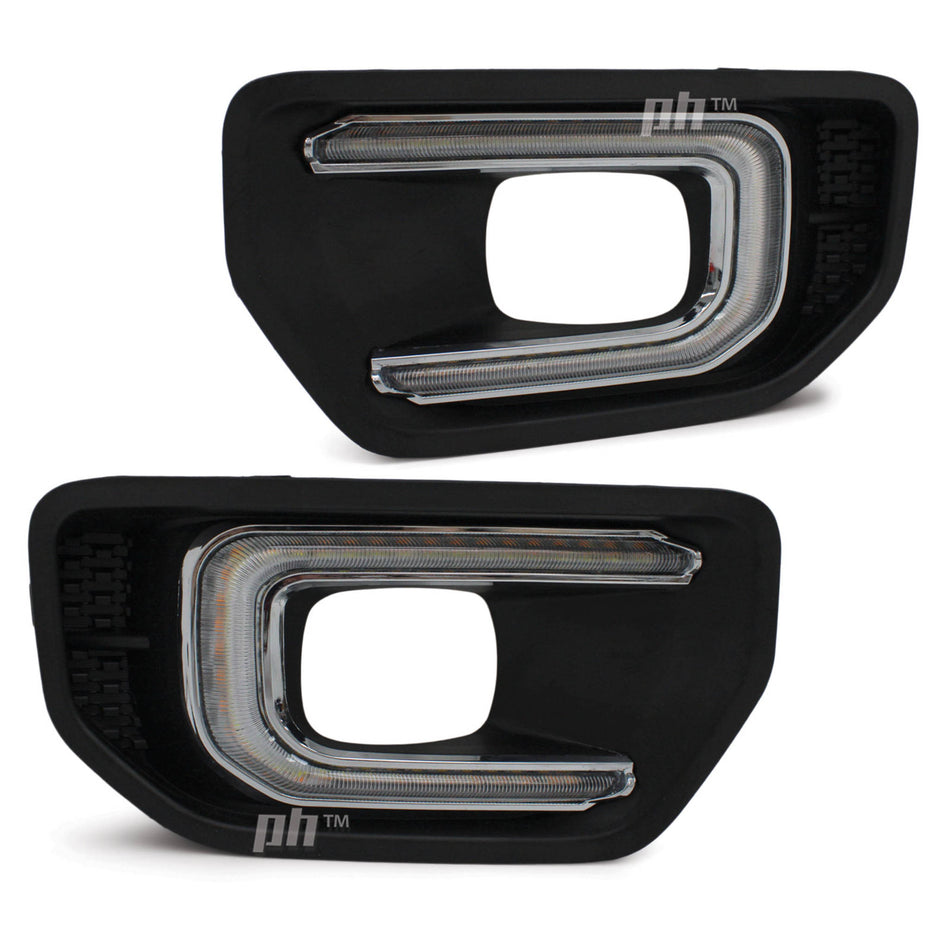 Chrome Trim Fog Light Surrounds With DRL PAIR fits Ford Ranger NEXT GEN 2022- XL XLS XLT Sport