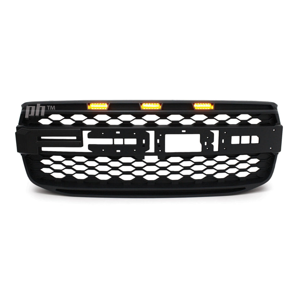 Black F Style Grill With Amber LED fits Ford Ranger Next Gen T9 2022- XL XLS