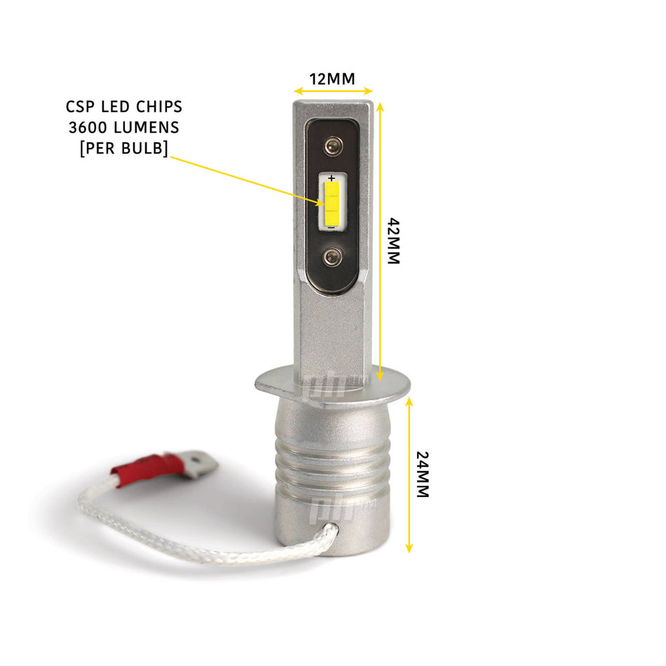 H1 LED Headlight Bulbs 6500K 7200LM PAIR