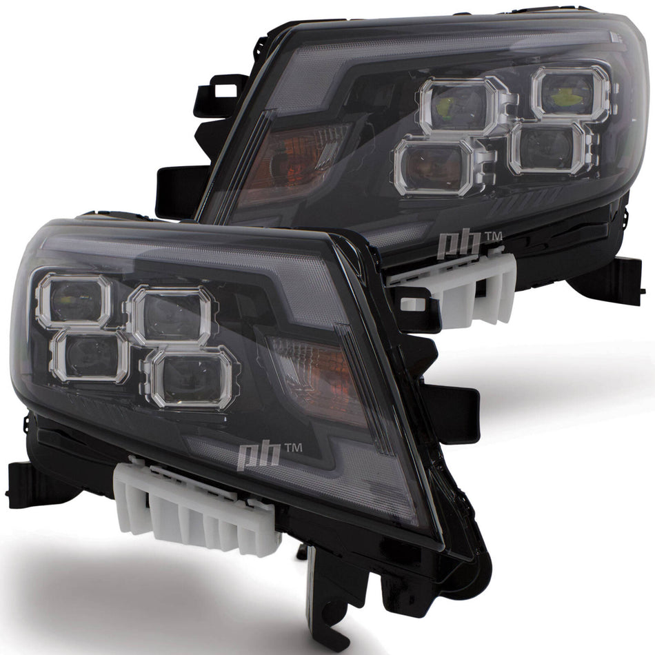 Headlights DRL Sequential Quad LED Projector Type fits Nissan Navara NP300 D23 2015 - 2020
