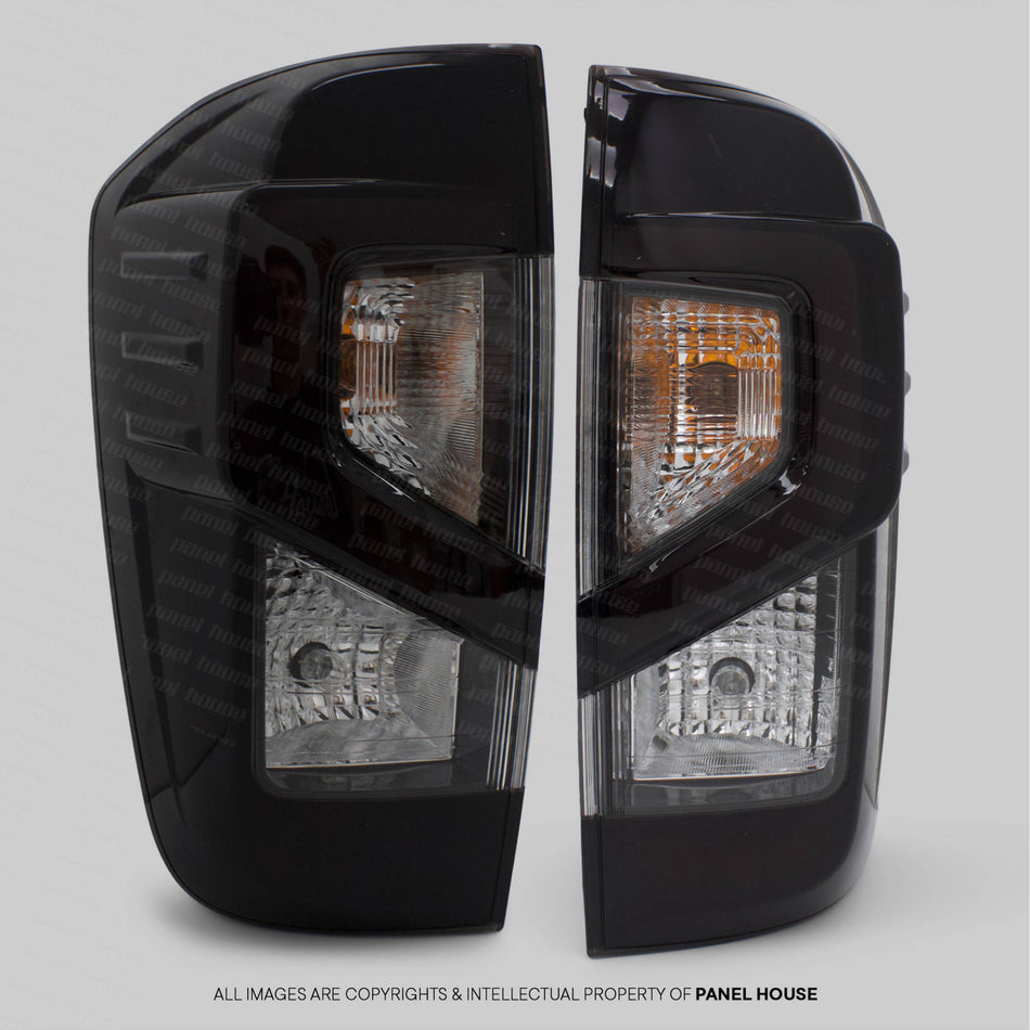 Tail Lights Black LED DRL OEM Style PAIR fits Nissan Navara D23 NP300 15-24 SL ST ST-X