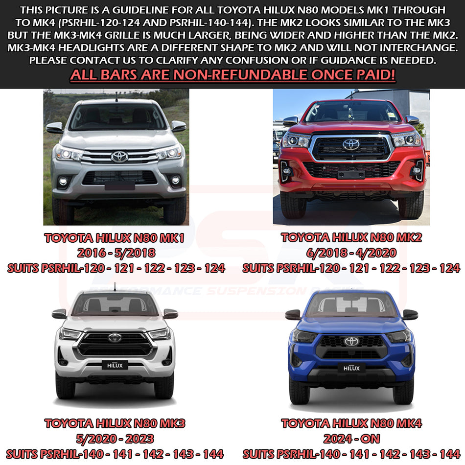 Toyota Hilux (2018-2020) PSR  N80 MK1-MK2 2016-4/2020 Ambush Triple Hoop Bullbar