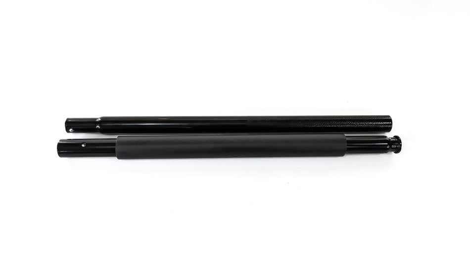 Two black replacement lever handles for a rugged floor jack.