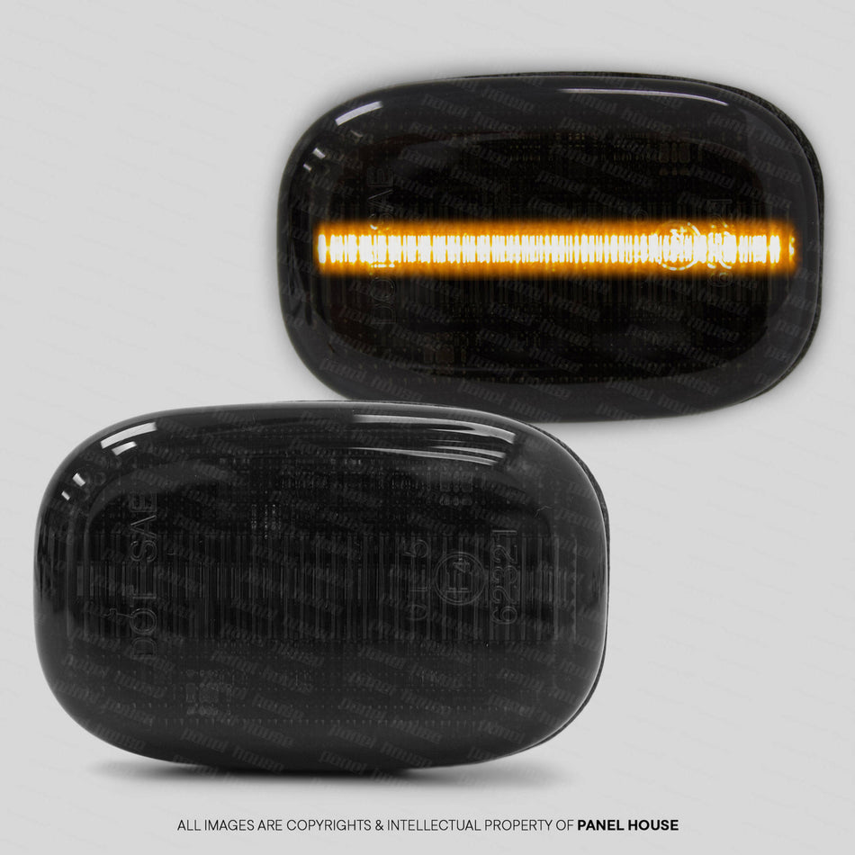 Black LED Sequential Indicator Guard Repeaters Light Flashers PAIR Fits Toyota Hilux N70 2005 - 2015