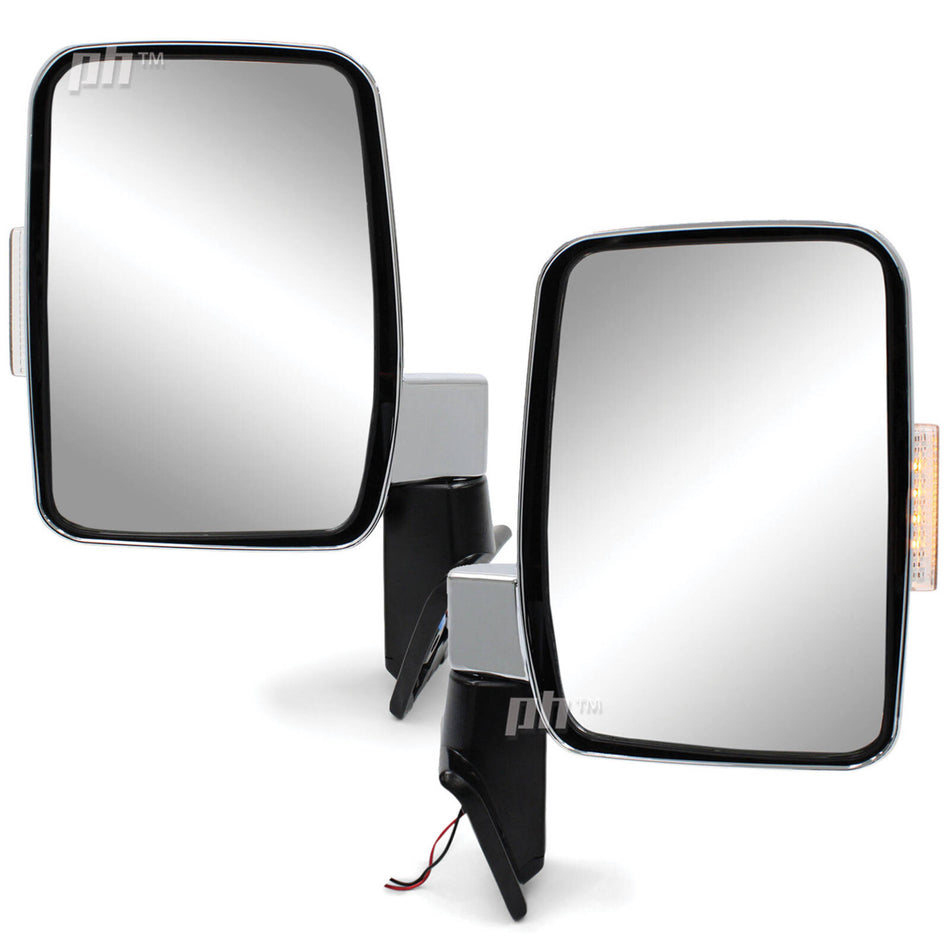 Door Mirrors Metal Base PAIR Chrome With Indicator fits Landcruiser 60 Series