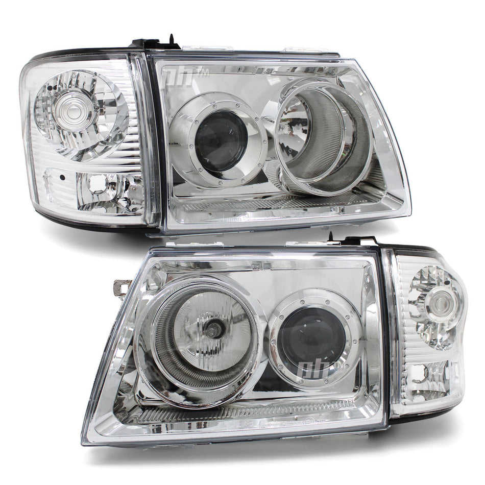 Headlight & Corner Light SET CHROME Projector Fits Toyota Hilux SR5 2001 - 2005