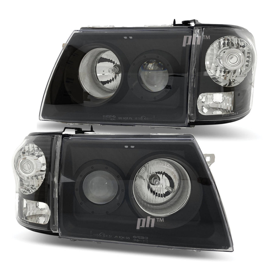N60 Headlight & Corner Light SET BLACK Projector Fits Toyota Hilux SR5 2001 - 2005