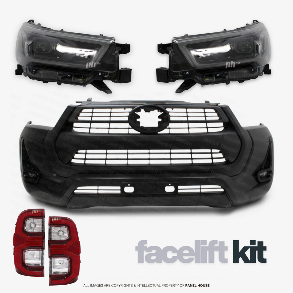 Black Edition Front Bumper Facelift Conversion Kit fits Toyota Hilux N80 2015 - 2020