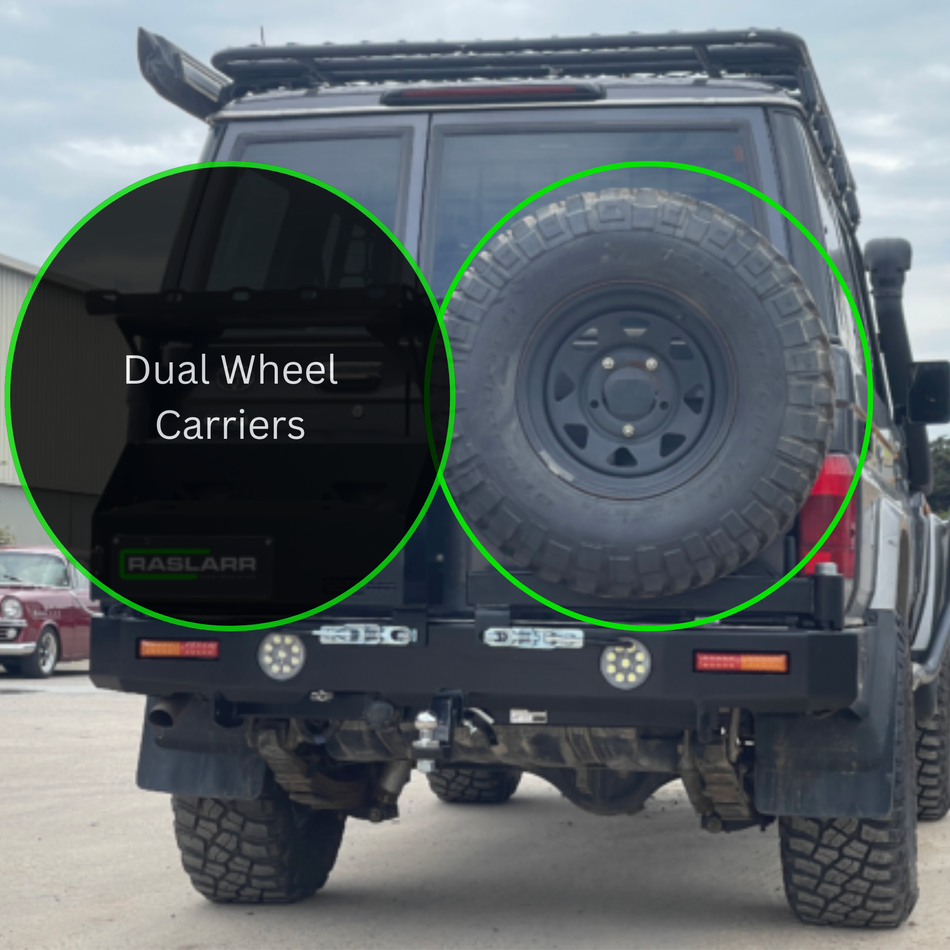 76 Series Toyota Landcruiser Dual Rear Wheel Carrier for Rear Bar