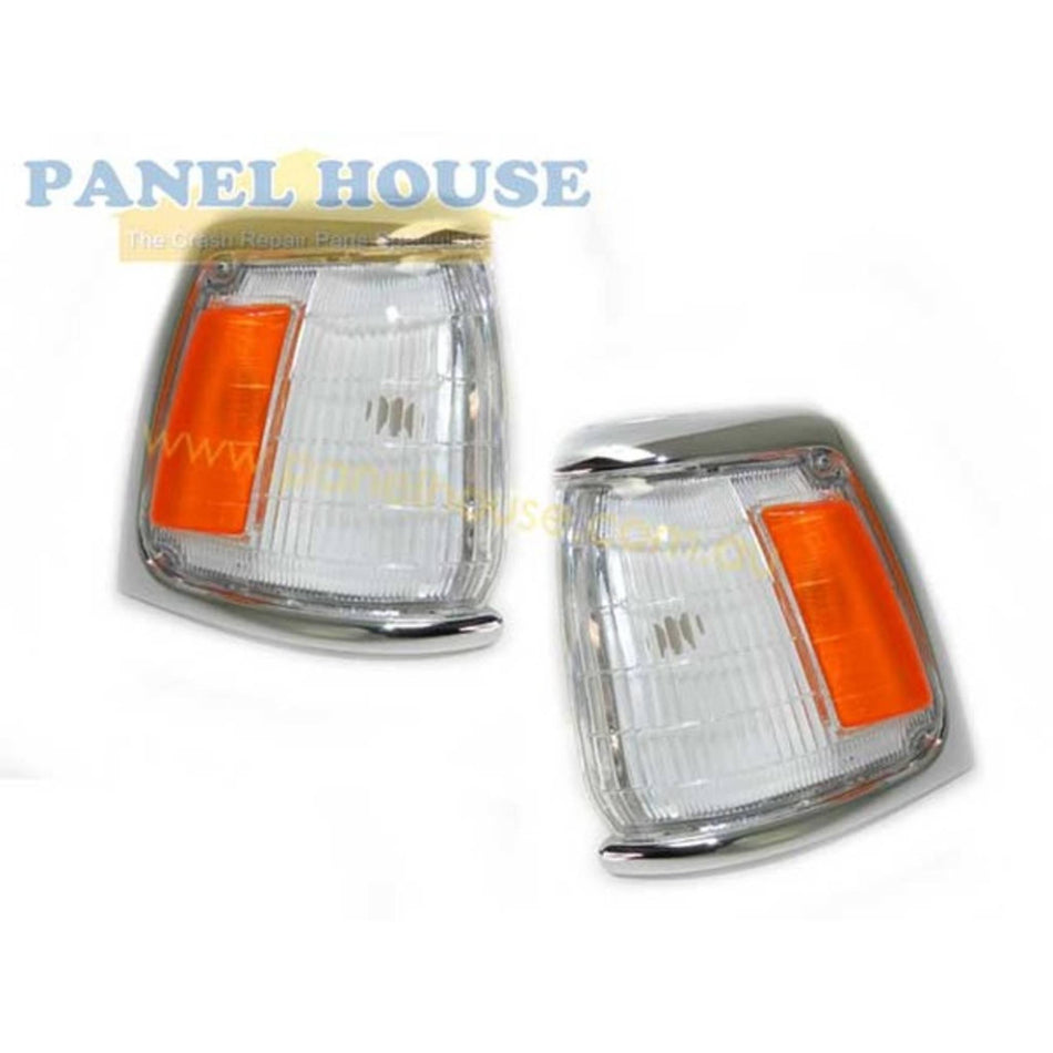 Corner Indicator Park Lights PAIR Chrome Fits Toyota Hilux 2WD 1988 - 1991