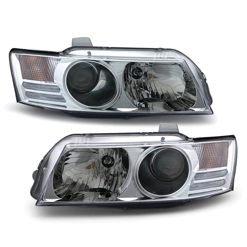 Headlights Chrome Projector PAIR fits Holden Commodore VZ Berlina 2004 - 2006