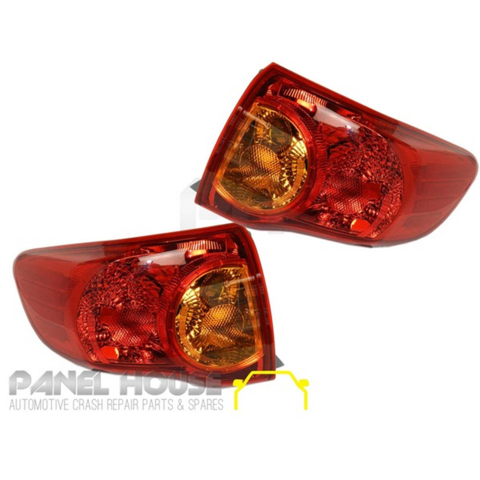 Tail Lights PAIR Fits Toyota Corolla ZRE152 Sedan 2007 - 2010