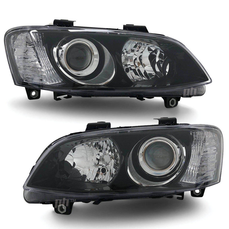 Headlights Black Projector PAIR fits Holden Commodore VE SSV HSV Calais 2010 - 2013