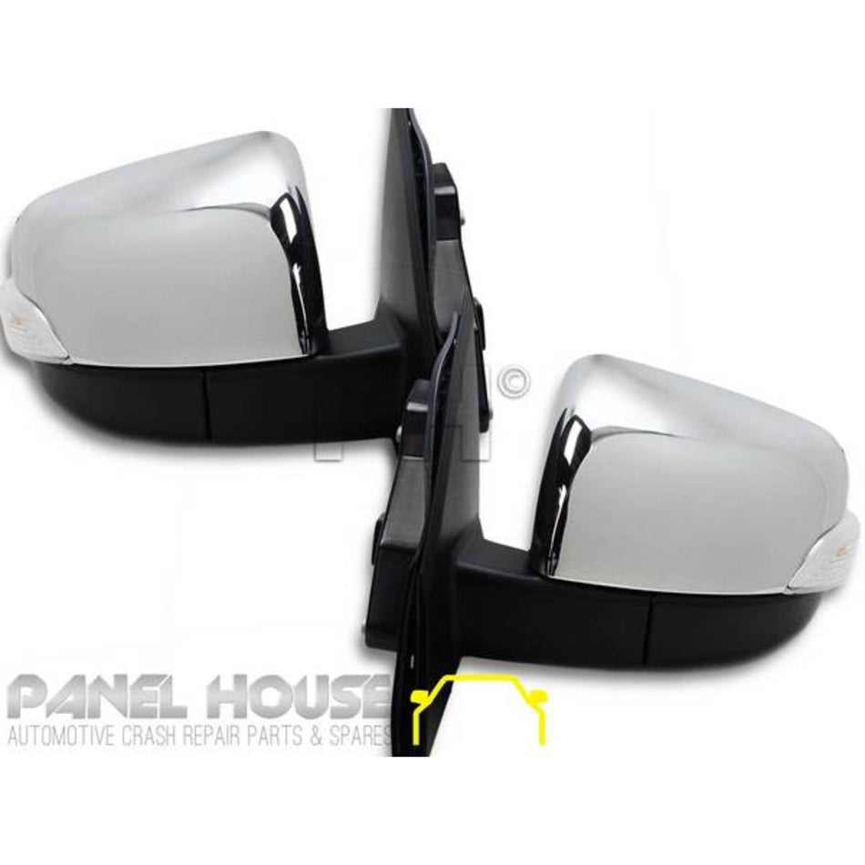 Door Mirrors PAIR with Indicator Light Chrome AUTOFOLD fits Mazda BT-50 UR 15-19