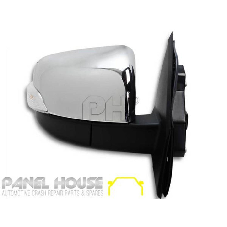 Door Mirrors PAIR with Indicator Light Chrome AUTOFOLD fits Mazda BT-50 UR 15-19