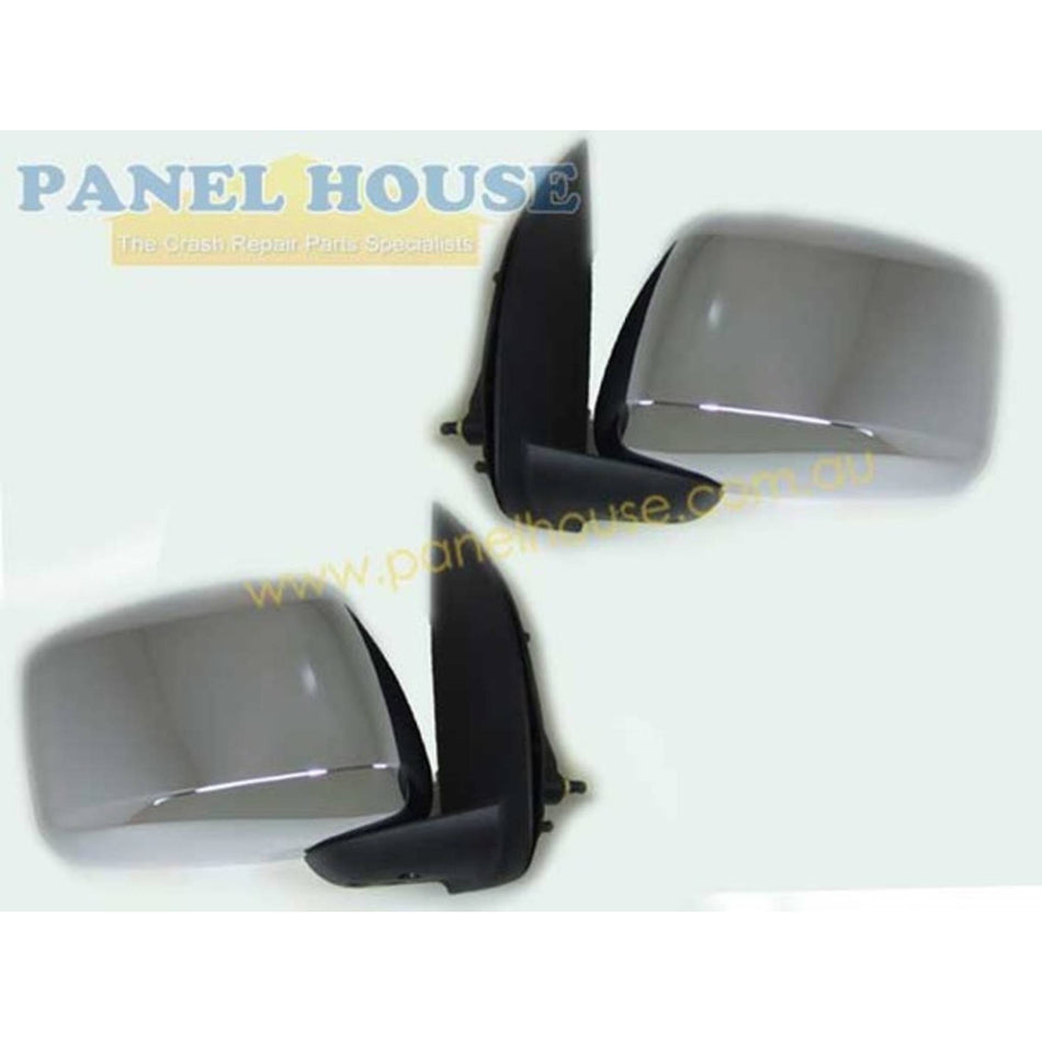 Door Mirror PAIR Chrome Manual fits Nissan Navara D40 Ute 2005 - 2015