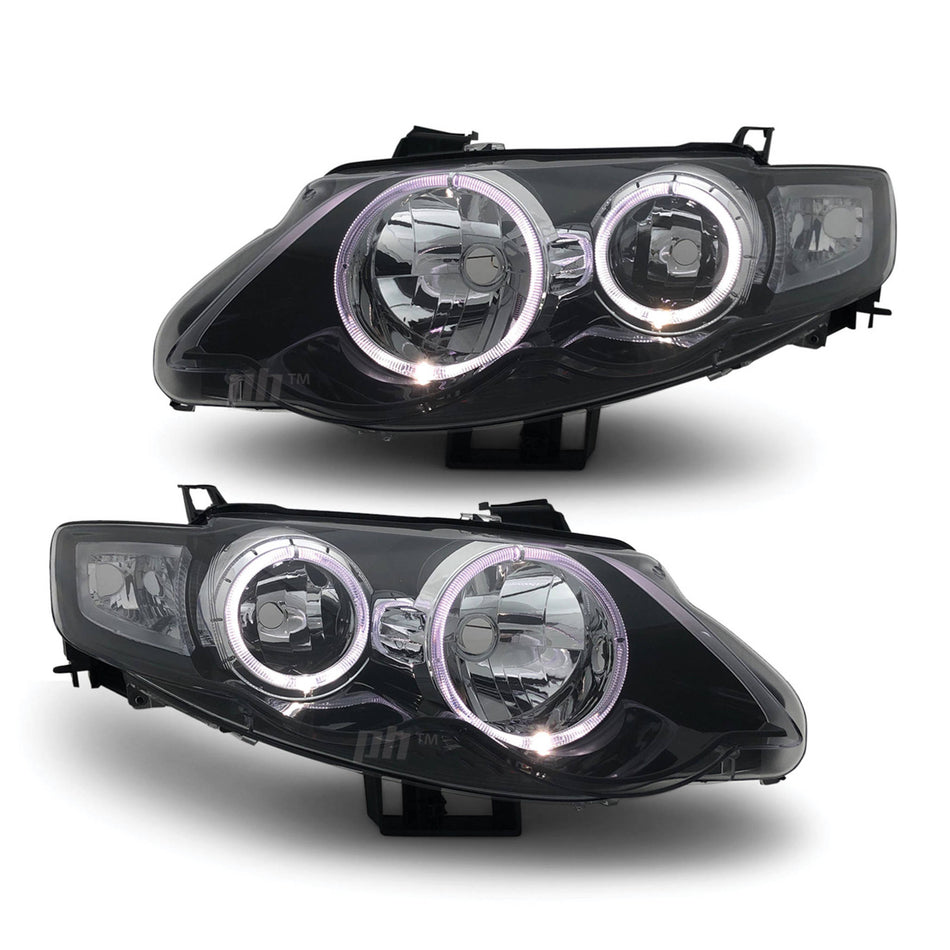 Headlights Black Halo PAIR fits Ford Falcon FG XR6 XR8 FPV GS 2008 - 2011