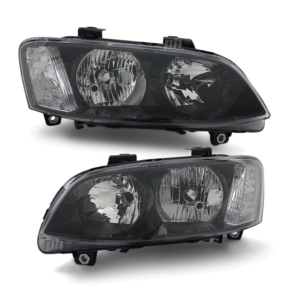 Headlights Black PAIR fits Holden Commodore VE SS SV6 2010 - 2013