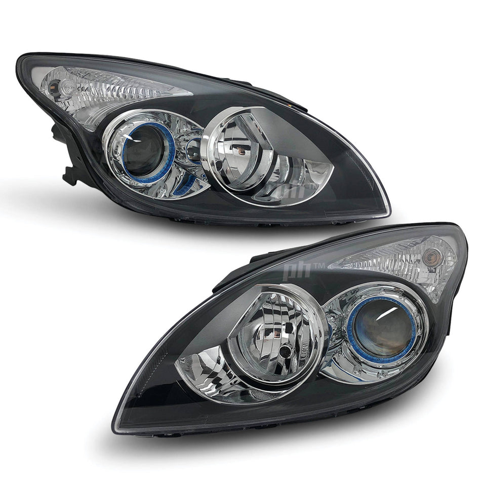 Headlights Black Projector PAIR fits Hyundai i30 FD 2010 - 2012 Hatch & Wagon