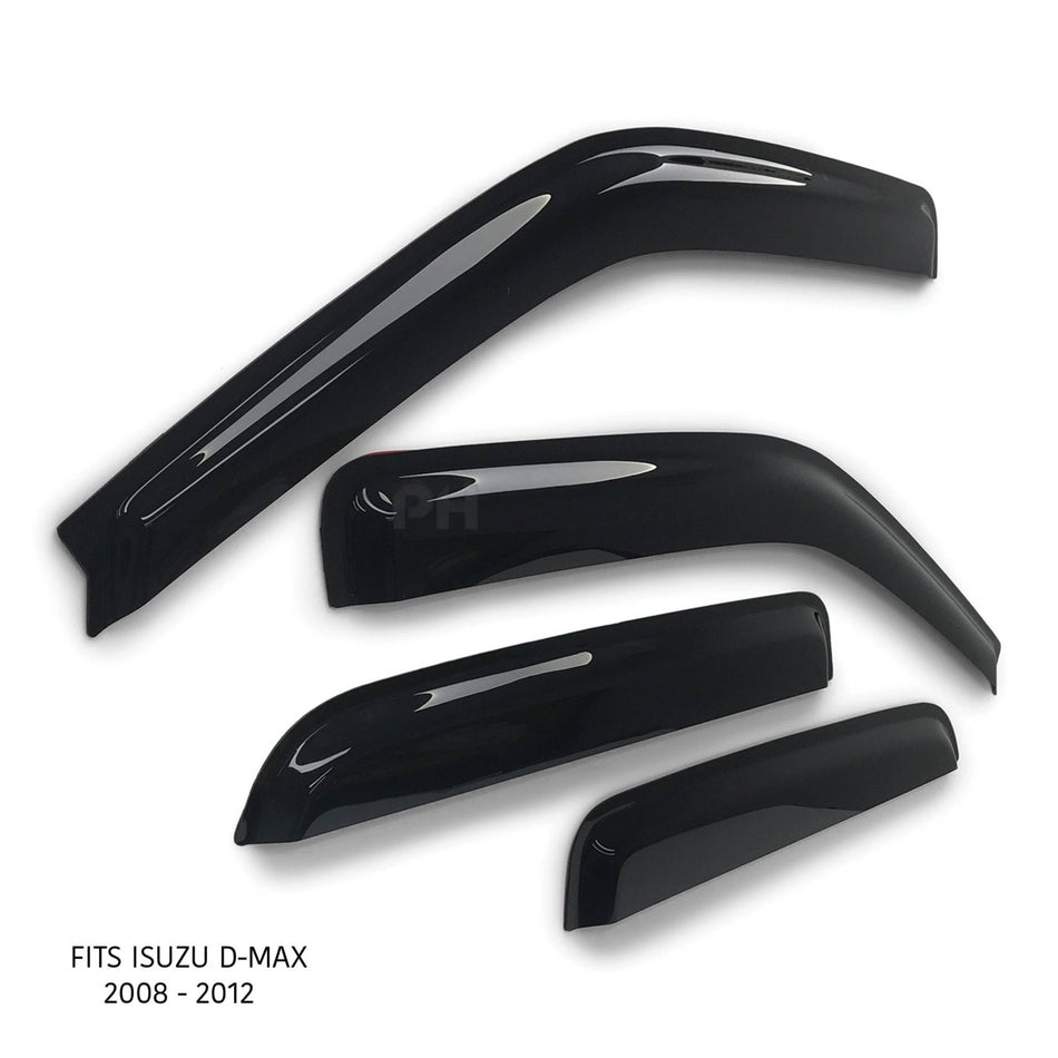 Weather Shield Window Visors SET 4 Piece Fits Isuzu DMAX D-MAX Dual Cab 08 - 12