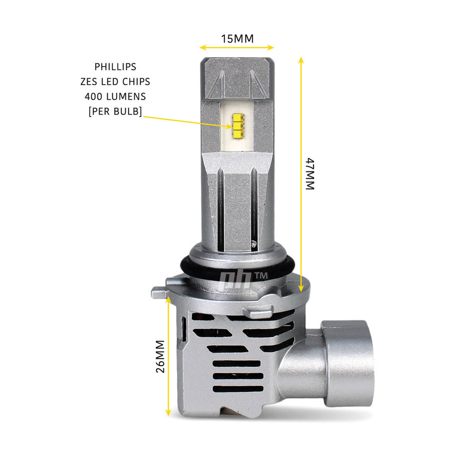 HB4 9006 LED Headlight Bulbs 6500K 8000LM PAIR LEDO