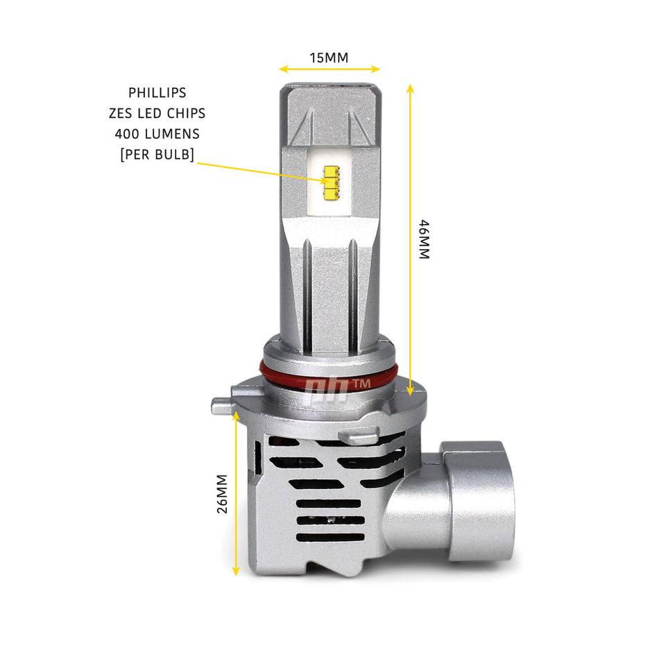 H10 LED Headlight Bulbs 6500K 8000LM PAIR LEDO