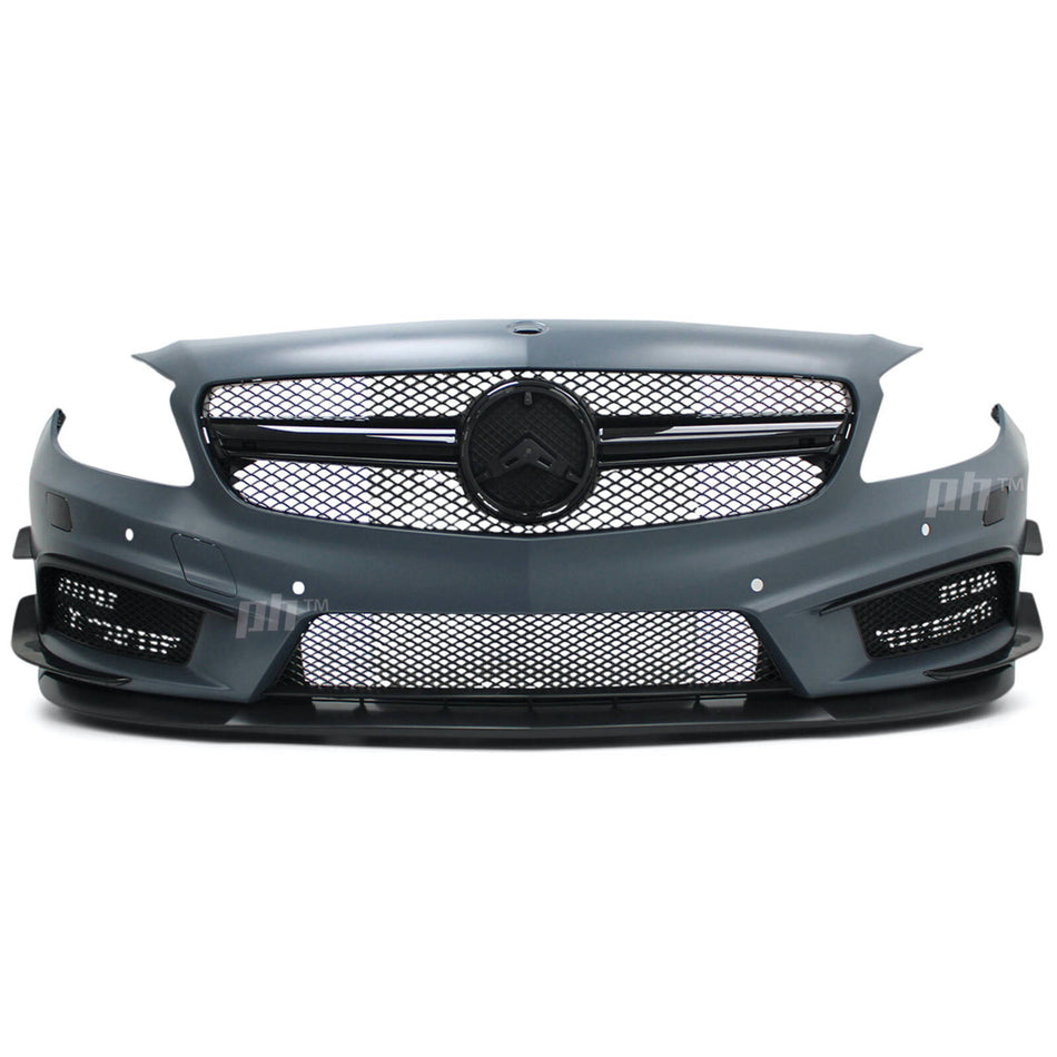 Front Bumper Kit & Grill AMG A45 Style Fits Mercedes A-Class A45 W176 2012 - 2015