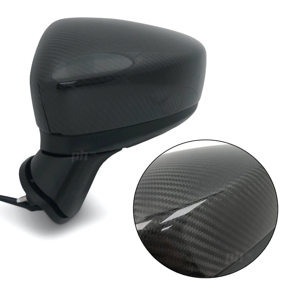 Dry Carbon Fibre Door Mirror Covers PAIR fits Mazda 3 BM BN Sedan & Hatch 2013 - 2019