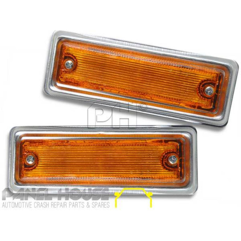 Indicator Guard Repeaters Lights PAIR Chrome Fits Datsun 1200 Ute 1978 - 1985